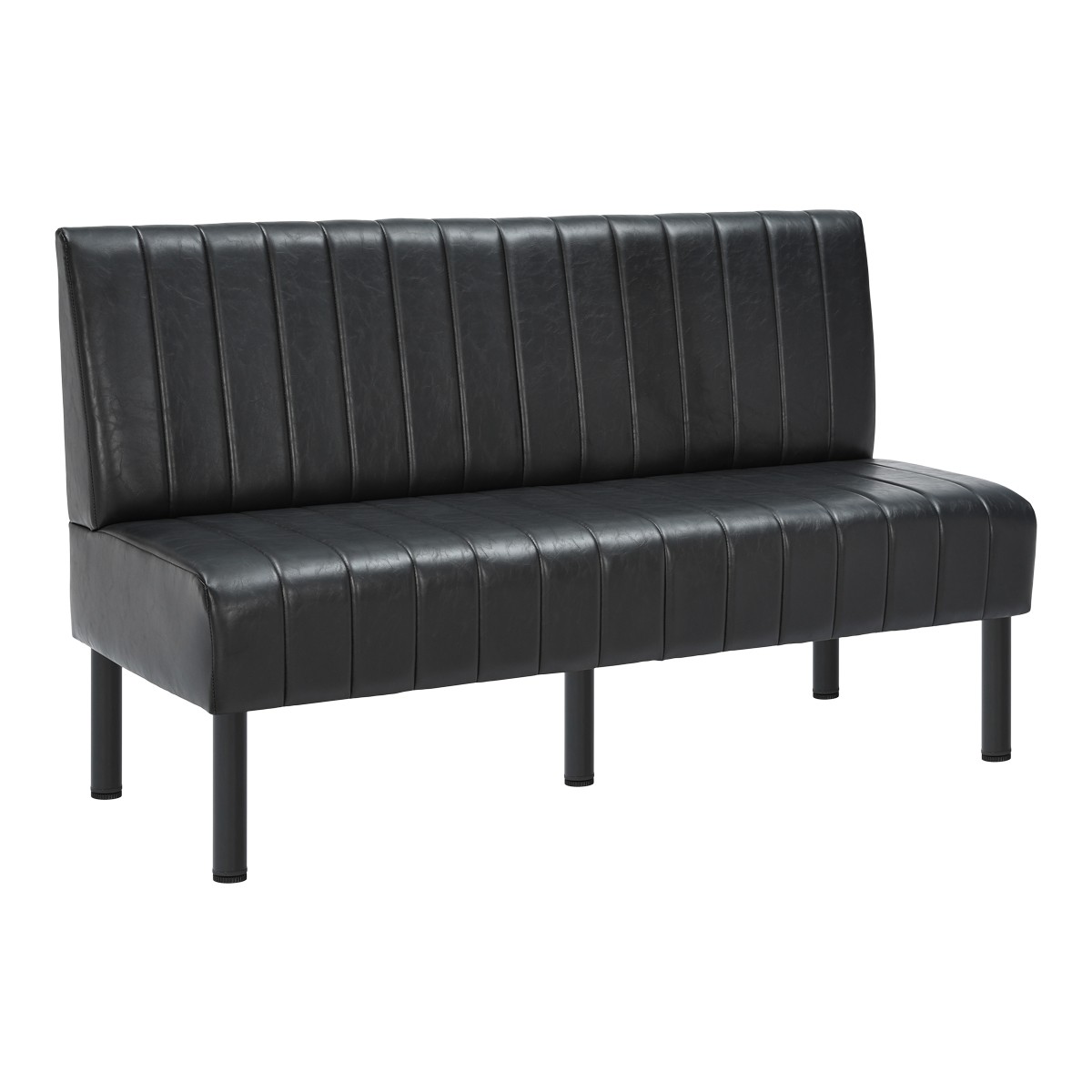 Black L-Shaped Booth with Upholstered Vertical Channel Backrest Corner ...