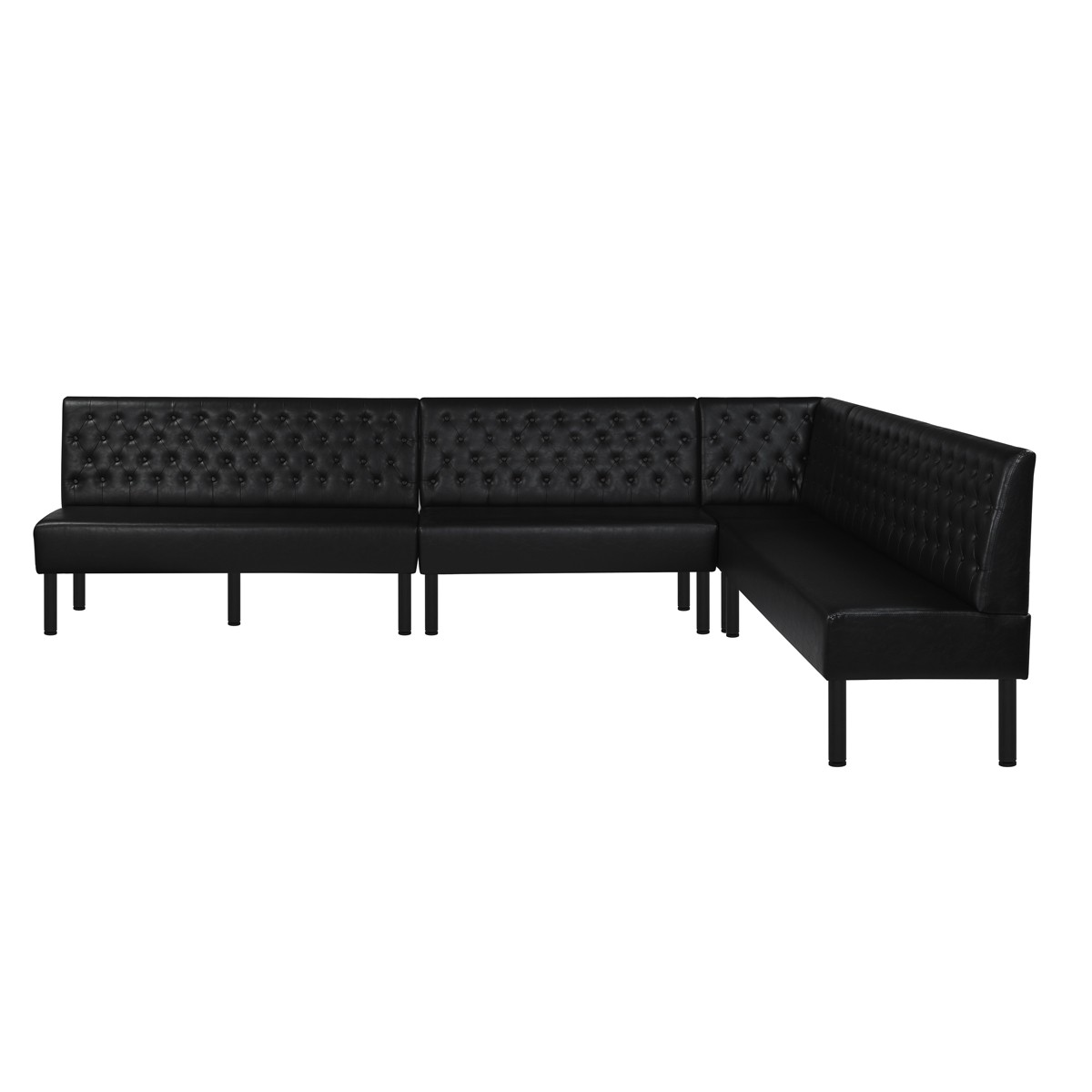 Black L-Shaped Booth with Upholstered Button Tufted Backrest Corner ...