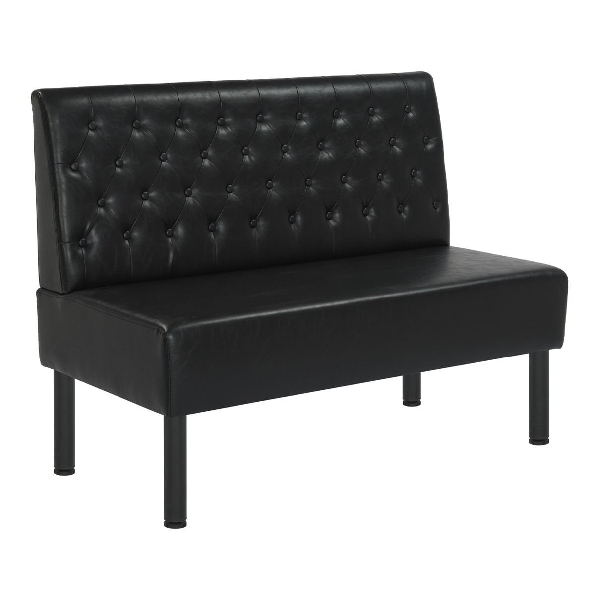 Black L-Shaped Booth with Upholstered Button Tufted Backrest Corner ...