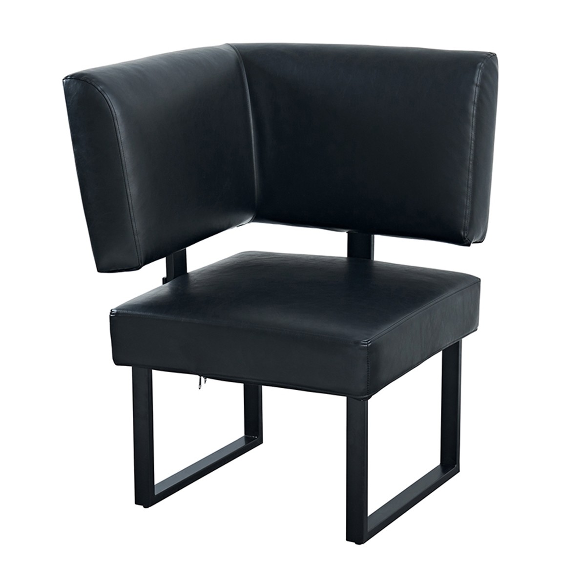 Black L-Shaped Industrial Booth with Upholstered Floating Backrest ...