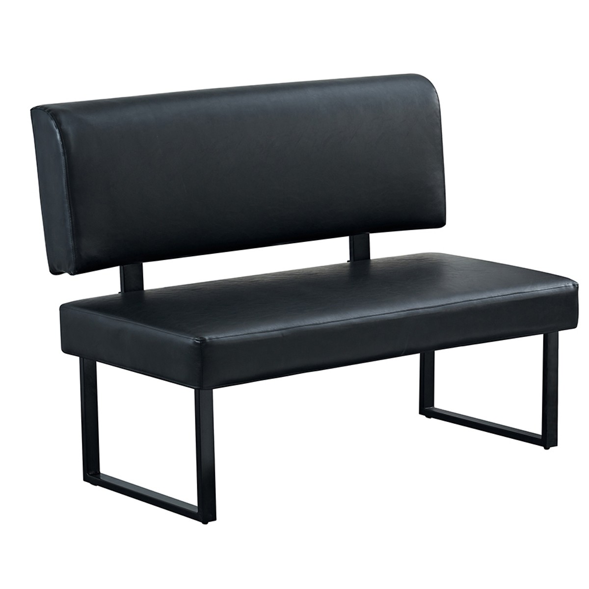 Black L-Shaped Industrial Booth with Upholstered Floating Backrest ...