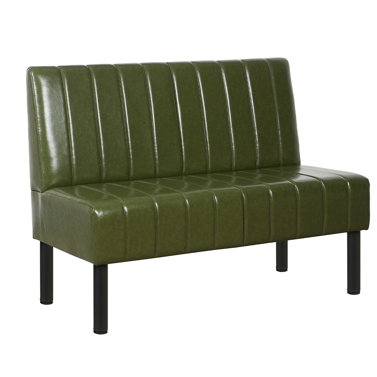 Green L-Shaped Booth with Upholstered Vertical Channel Backrest Corner ...