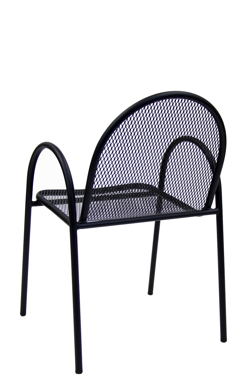 Mesh Black Metal Outdoor Chair w/Armrest