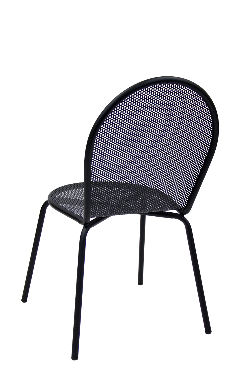 Outdoor Armless Black Mesh Metal Chair