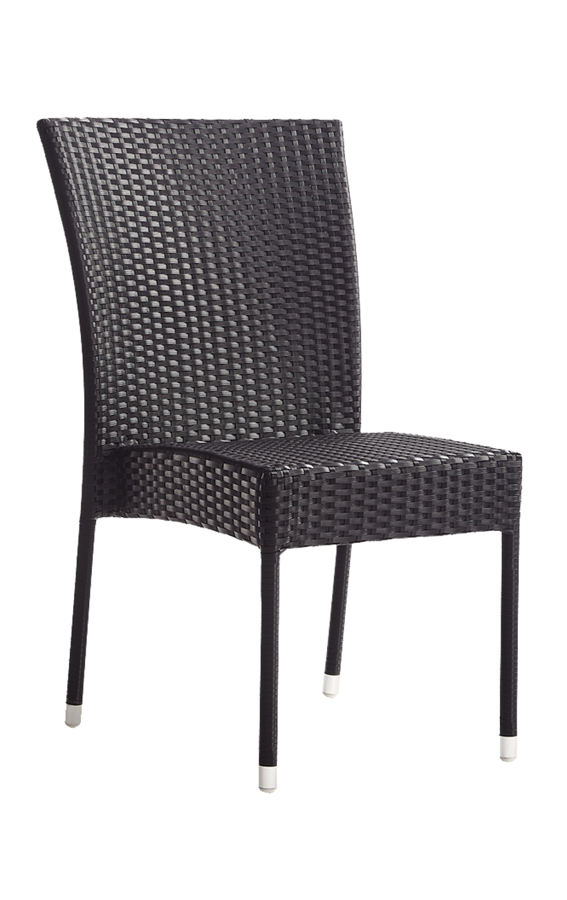 Black Metal Chair with Wicker Back and Seat Outdoor Restaurant Chairs Outdoor Restaurant