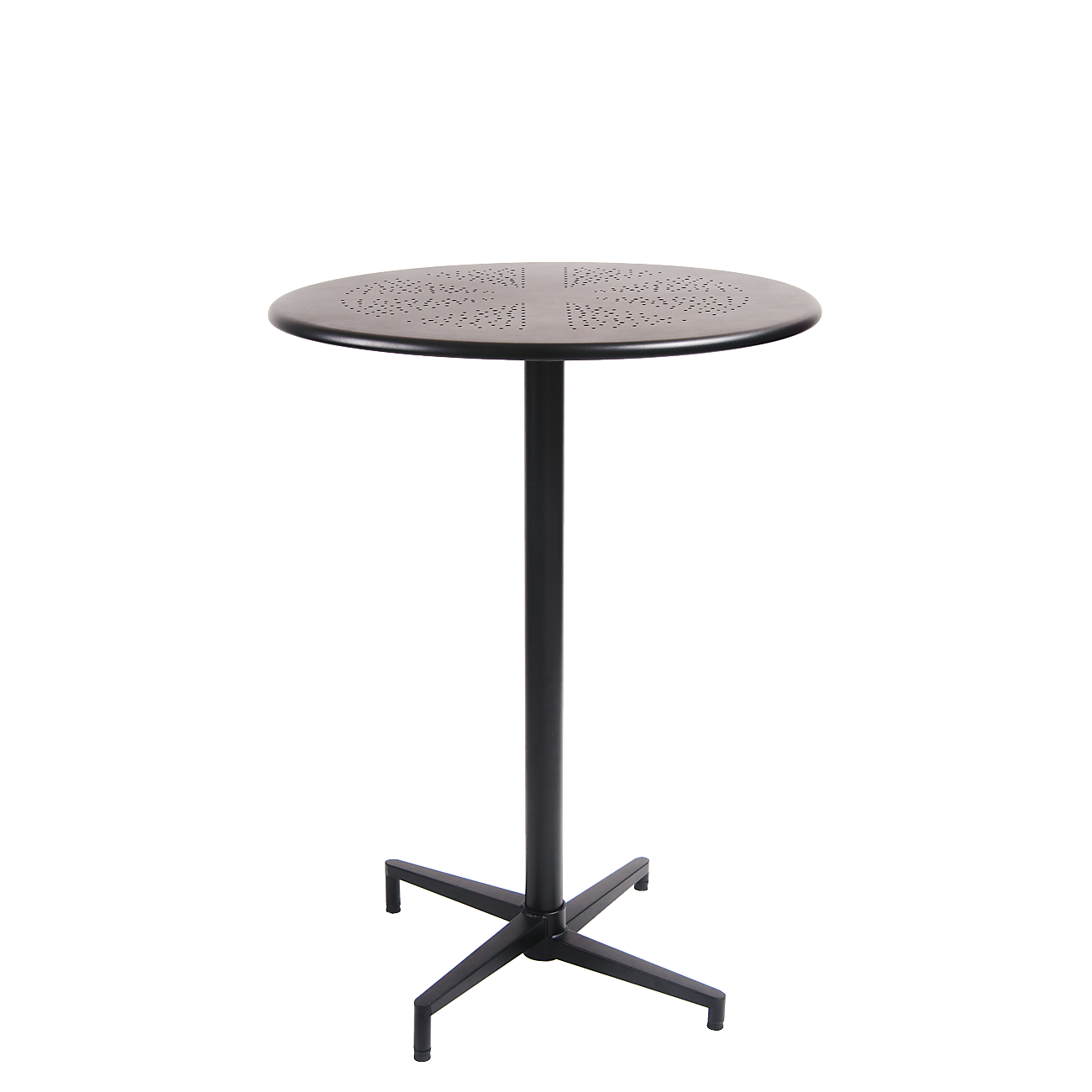 Round Folding Black Metal Outdoor Table in Bar Height 30''