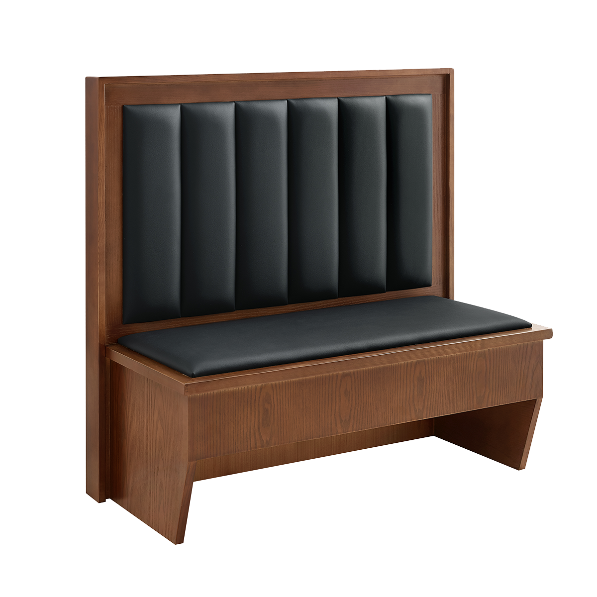 Veneer Frame in Walnut Color Single Booth w/ Vinyl Back & Seat, 46"H