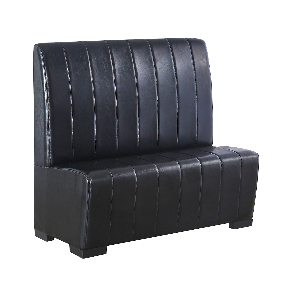 Black Single Upholstered Booth with Vertical Channel Vinyl Back